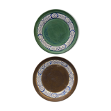 Pair of dishes or large plate in quimper sandstone vintage old art deco 1930