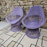 Paire de fauteuil rotin osier 1960