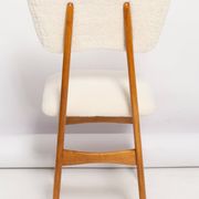 Mid-century "Butterfly" dining chair, light cream boucle, Poland, 1960s
