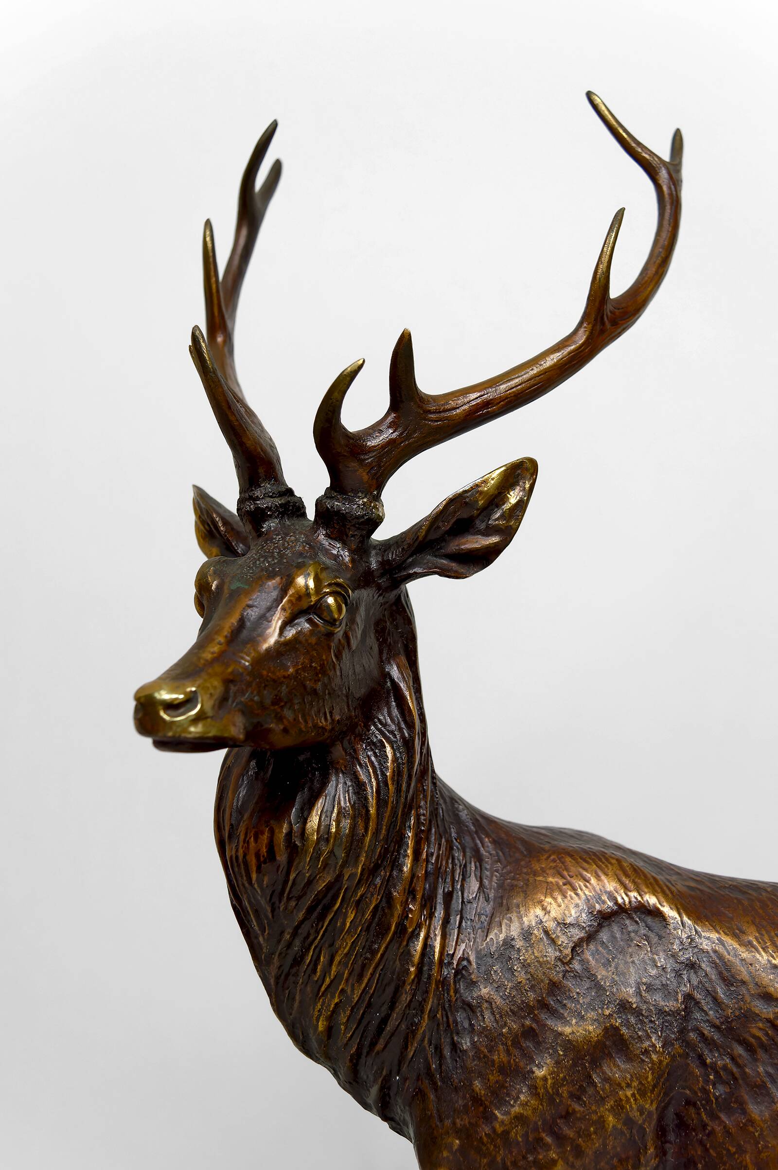Important Bronze and Marble Sculptural Lamp, Deer, Art Deco, France