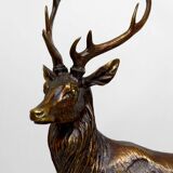 Importante Lampe Sculpturale en Bronze et Marbre, Cerf, Art Déco, France