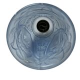 Art déco, tulipe de lampe verre moulé bleu décor floral vers 1930