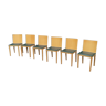 6 anciennes chaises bois skaï simili cuir punt mobles vintage