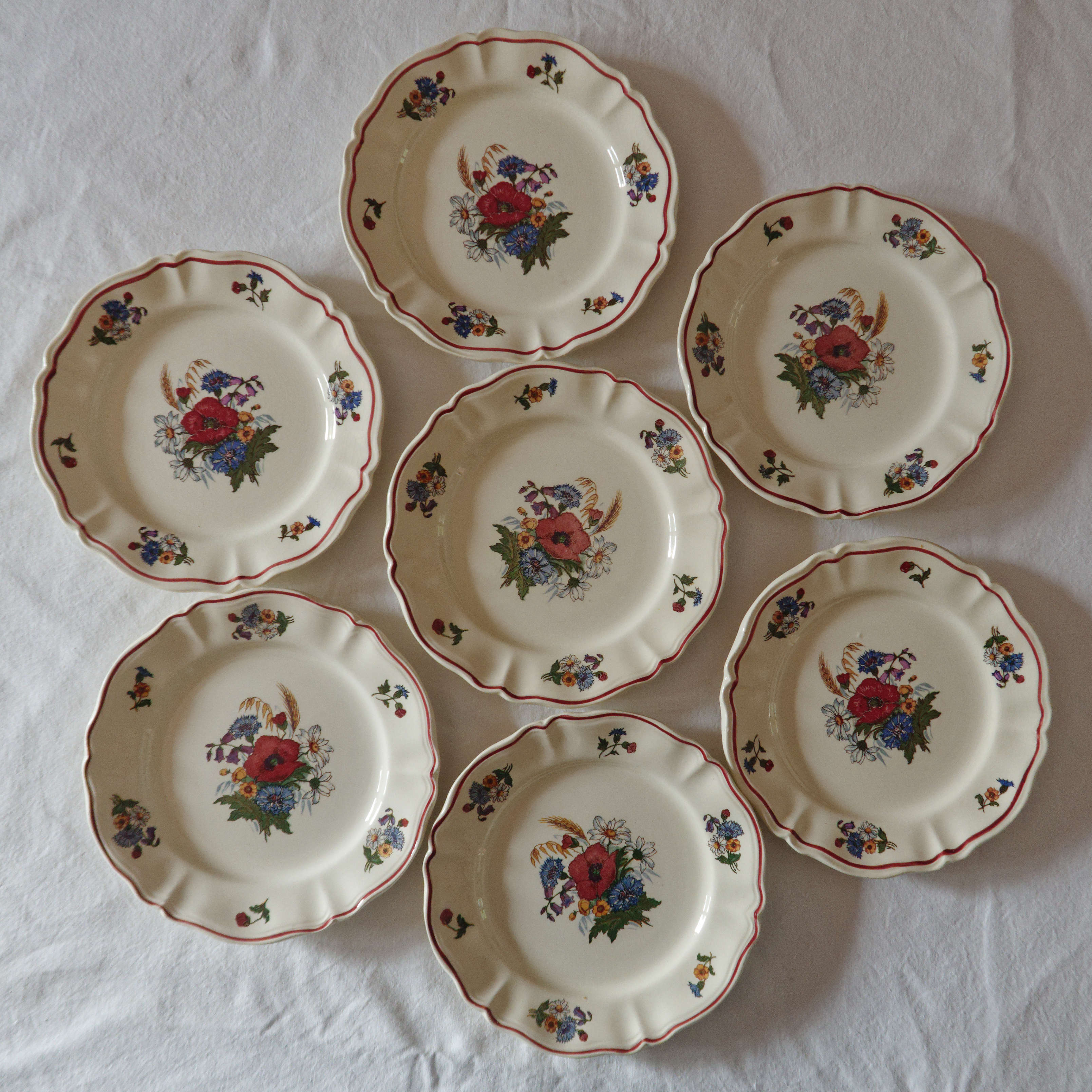 Lot 7 assiettes à dessert Sarreguemines Agreste