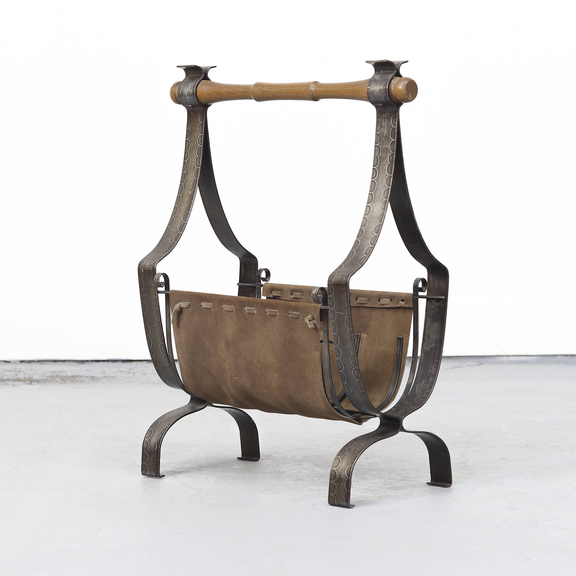 Brutalist Vintage Mid-Century Magazine Rack