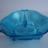 Rare Art Deco Glass Josef Inwald With Fish Feet Bowl-Gorgeous Rich Blue