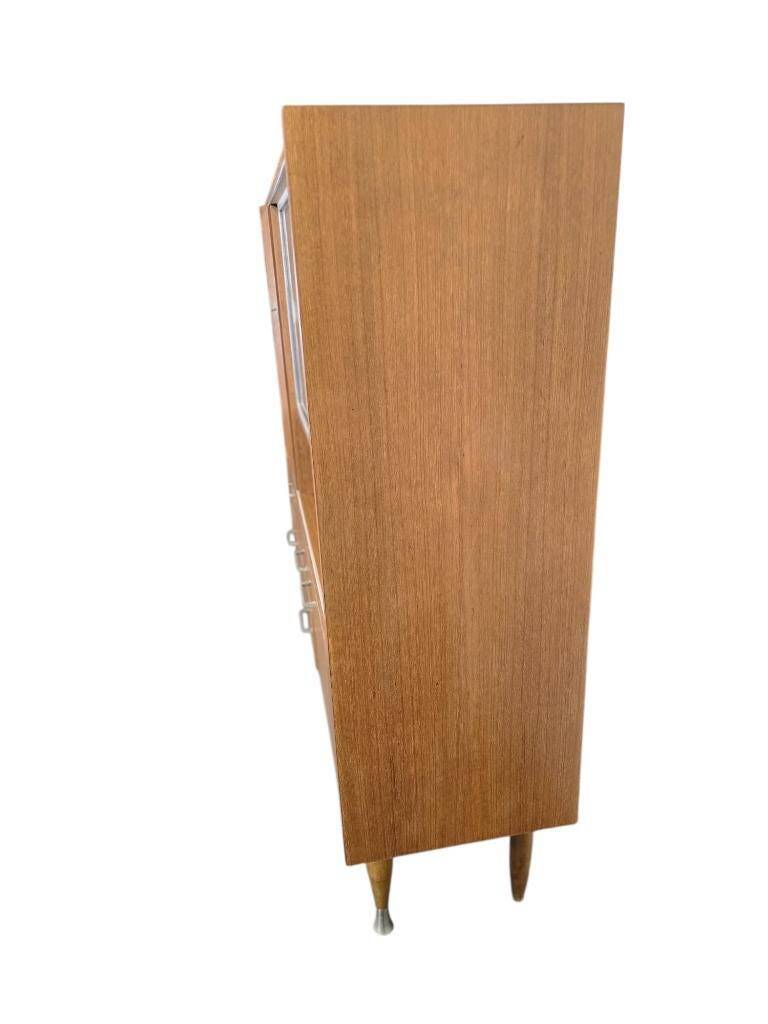 Buffet, meuble bar vitré vintage en bois