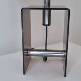 Mid-century smokey brown acrylic glass and chrome table lamp, 1970s