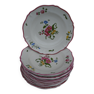 12 assiettes creuses Vieux Saint Amand 1713