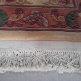 Vintage Chinese rug 120 x 60 cm with reliefs, Beijing flowers, handmade.
