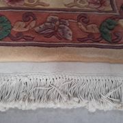 Vintage Chinese rug 120 x 60 cm with reliefs, Beijing flowers, handmade.