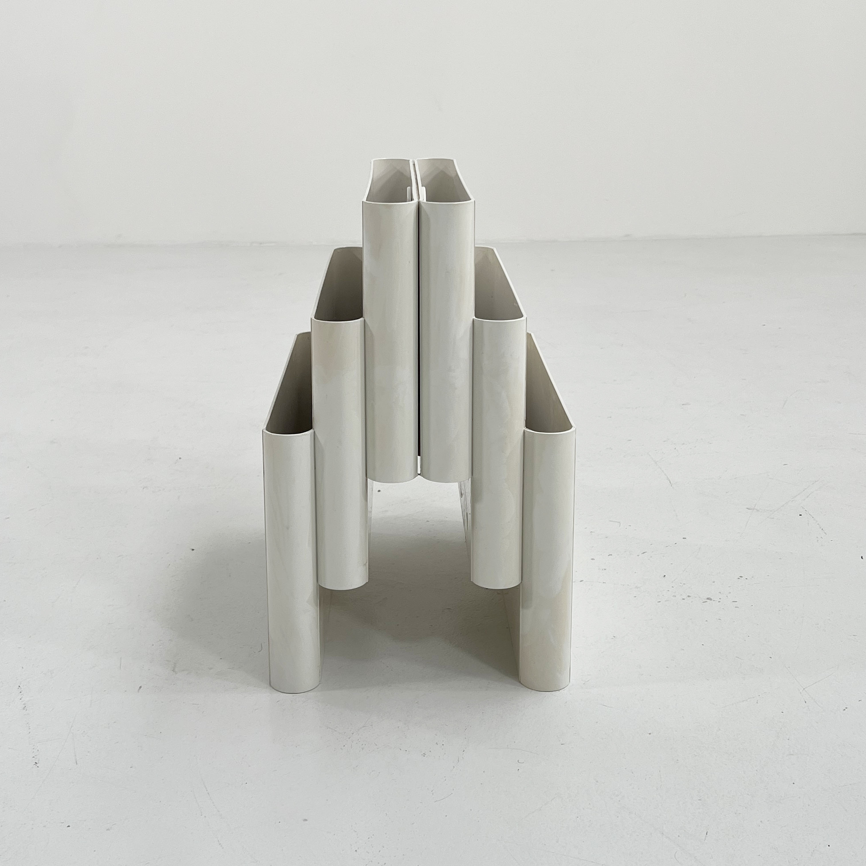 White magazine rack by giotto stoppino for kartell, 1970