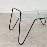 Metal and glass coffee table, France 1950