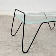 Table basse en métal et verre, France 1950