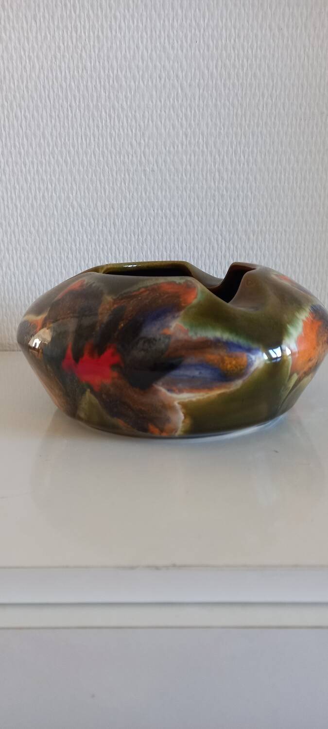 Ricard enameled ceramic ashtray signed