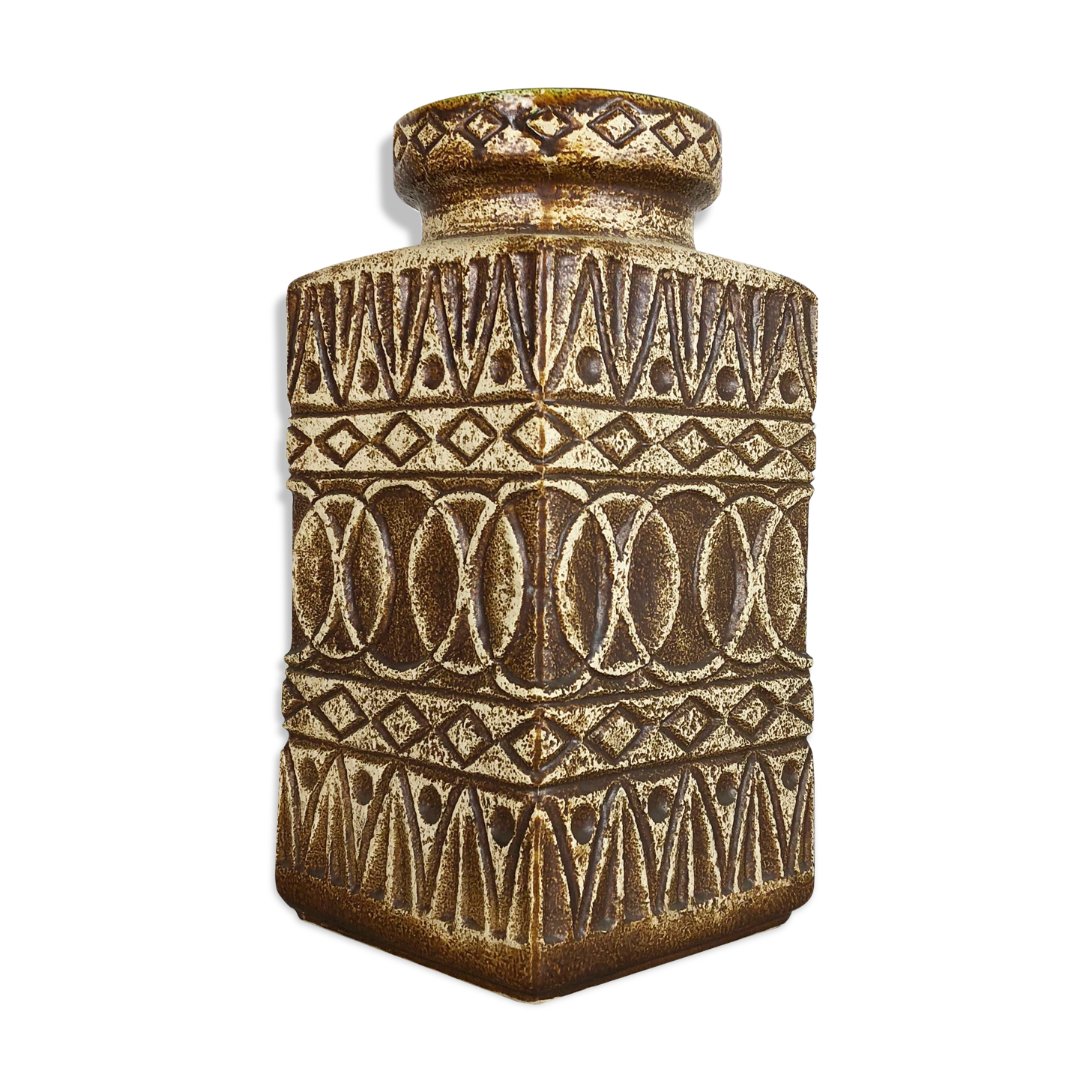 Fat lava pottery floor vase, Bodo Mans Bay Ceramics, Germany, 1970s