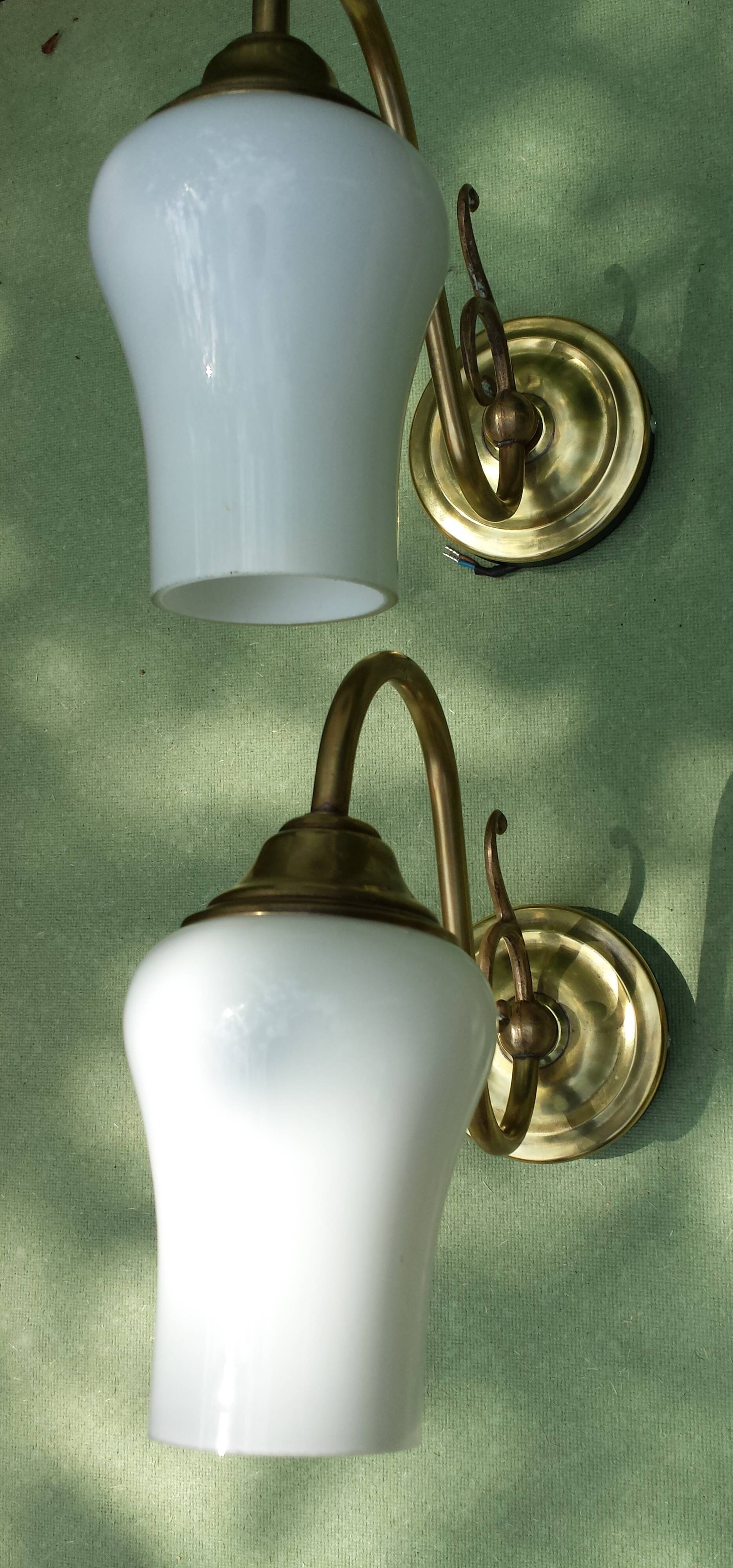 Pair of White Opaline Wall Sconces
