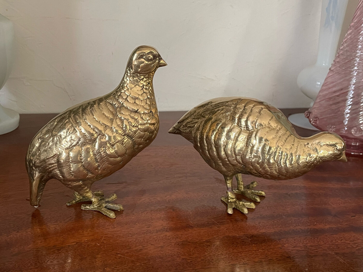 Vintage brass bird pair