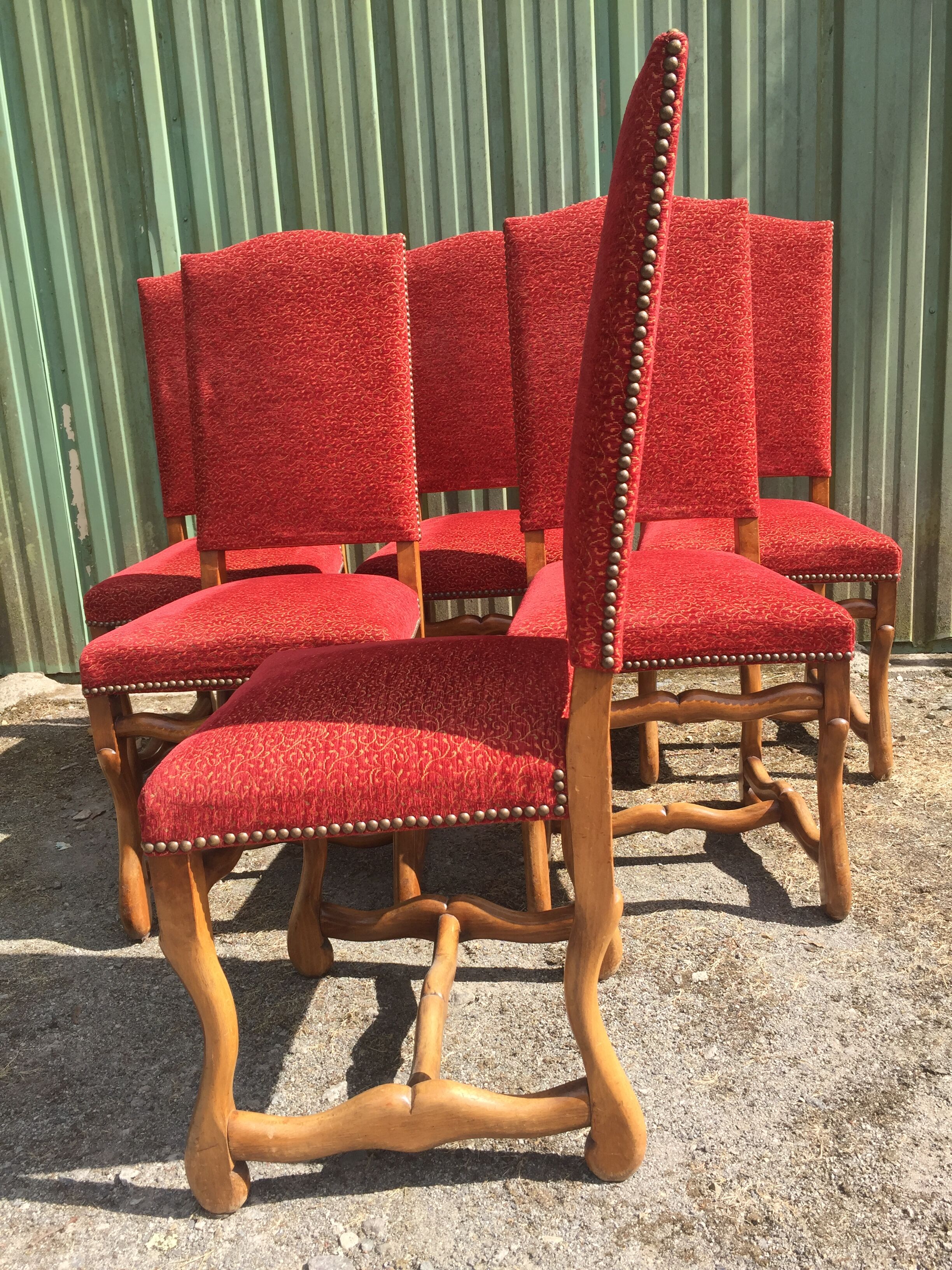 Vintage Louis XIII style chairs sheep bones in beech and velvet.