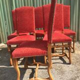 Vintage Louis XIII style chairs sheep bones in beech and velvet.