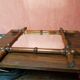Old bamboo style wooden mirror decoration 43x48 vintage