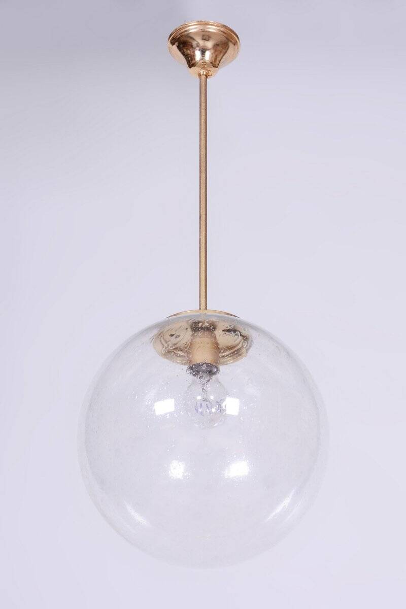 Mid-Century Chandelier in Glass and Brass by Kamenický Šenov, Czech, 1960s