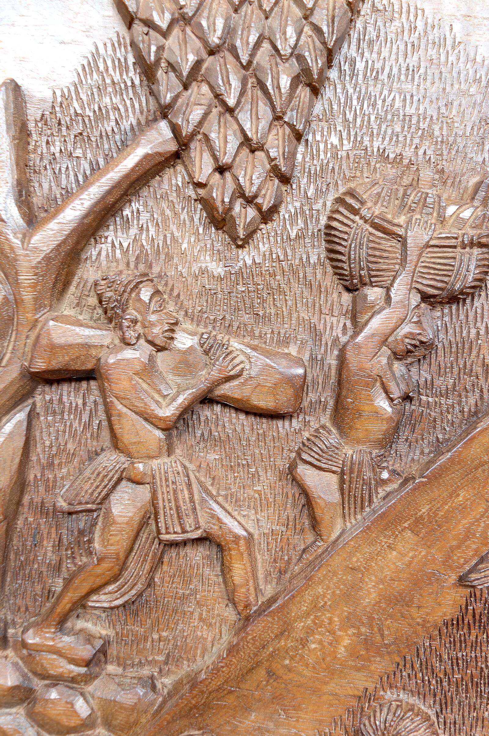 Important Monoxyle Panel, Bamoun Bas-Relief, Cameroon, Circa 1960