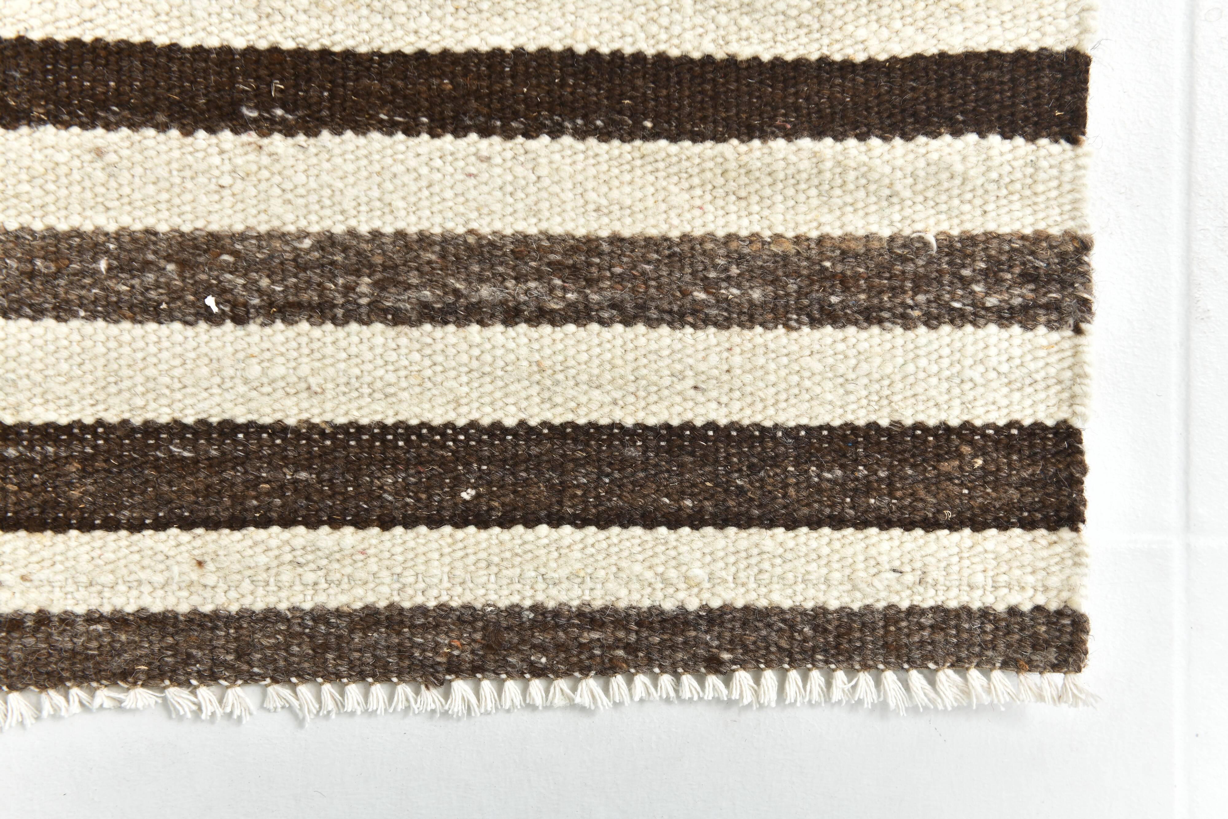 8x10 Dark Brown & Beige Kilim Rug 239x293Cm SK 35486