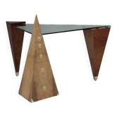Bureau triangulaire sculptural – Pièce unique en loupes précieuses