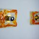Pair of Murano Mazzega wall lights, orange frosted glass, Italy, 1970