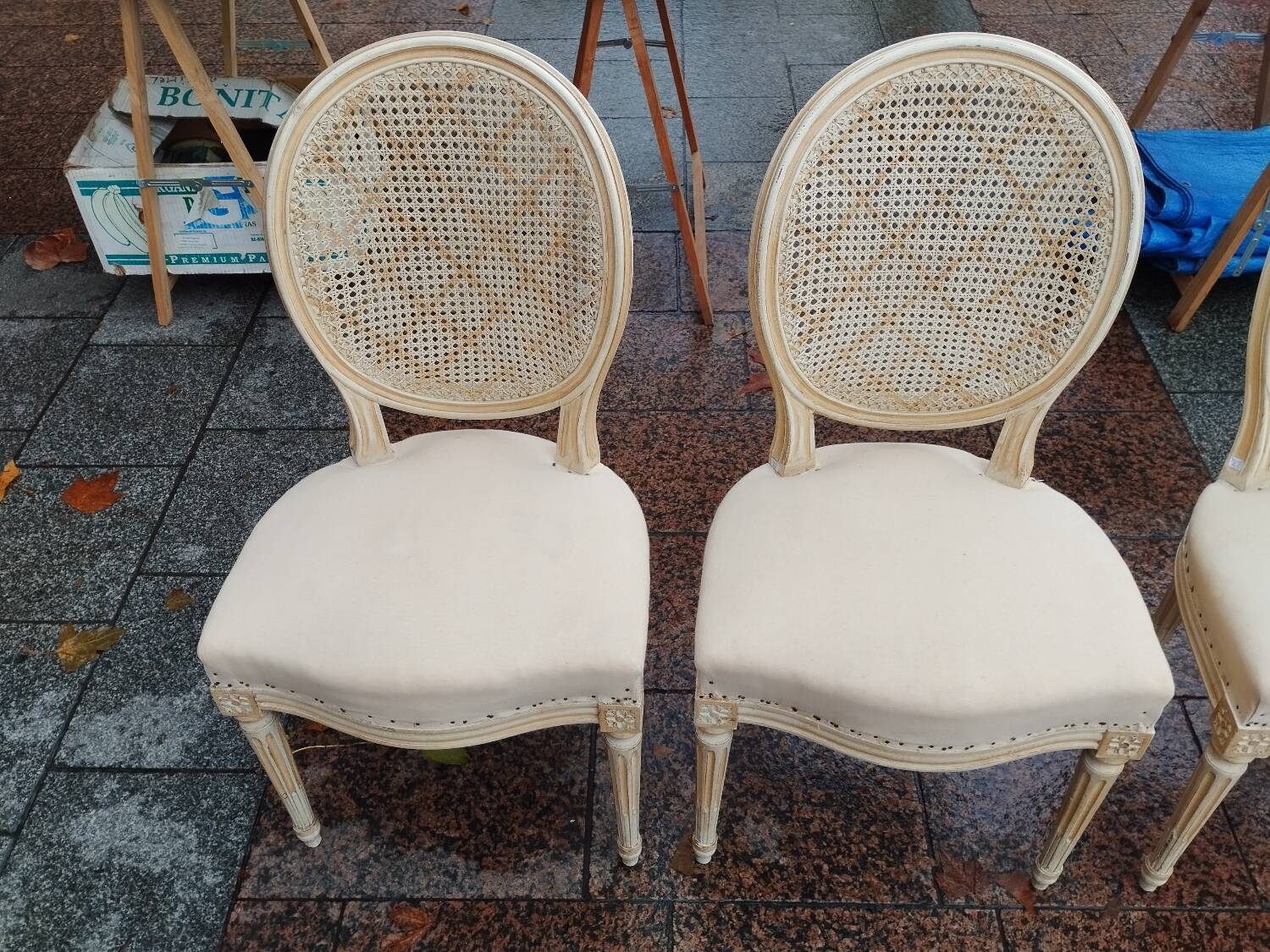Beautiful set of six antique Louis XVI style chairs