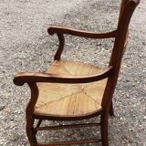 Rustic straw armchair