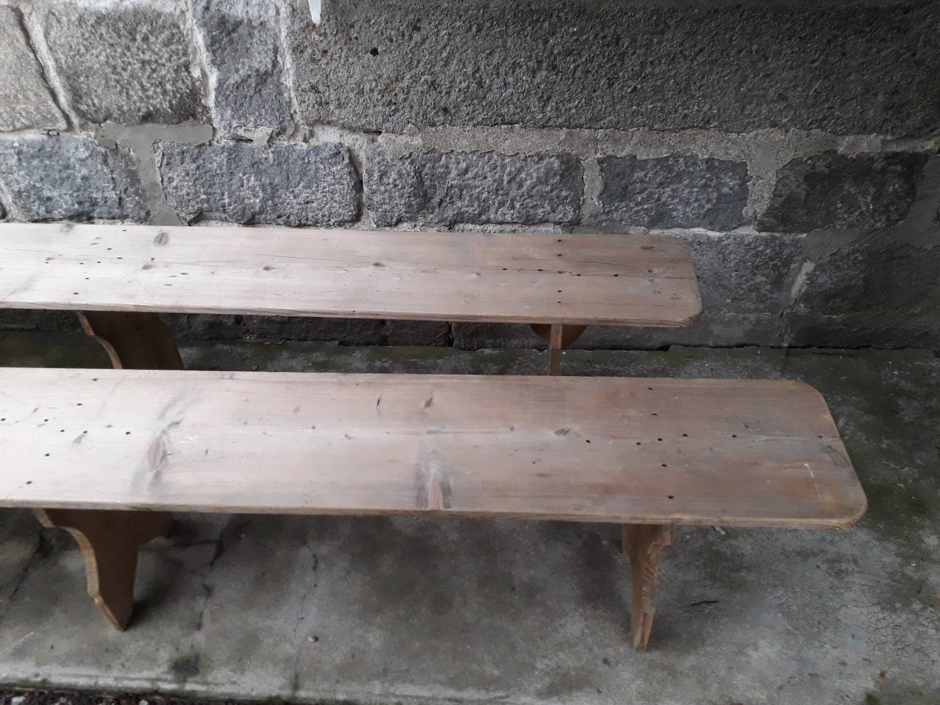 Pair of rustic benches 265 cm