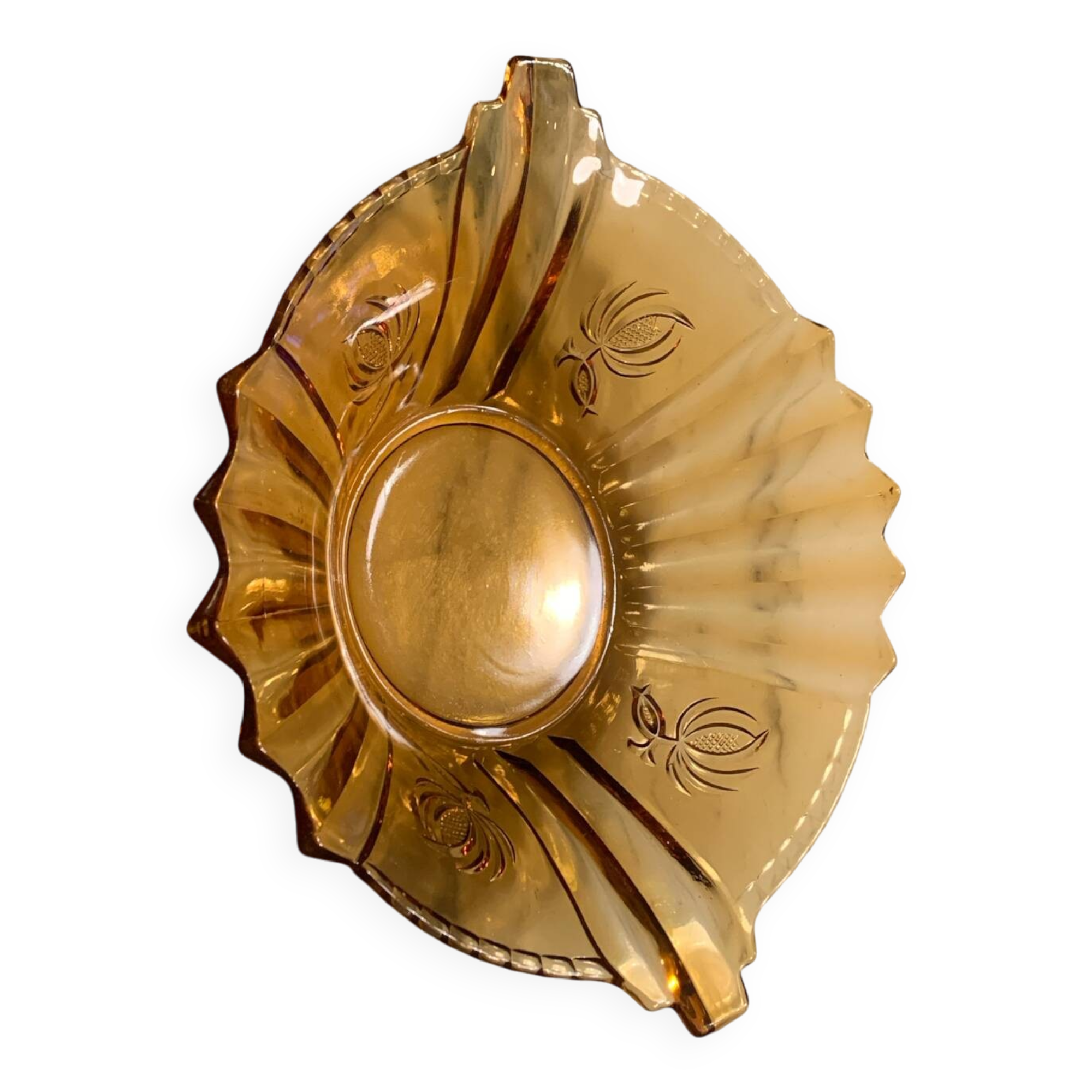 Orange glass fruit dish