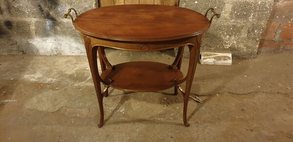 Table à thé époque art nouveau en accajou massif