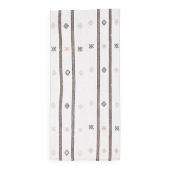 Flat vintage kilim hallway rug