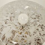 1970s table lamp in worked glass and gold metal