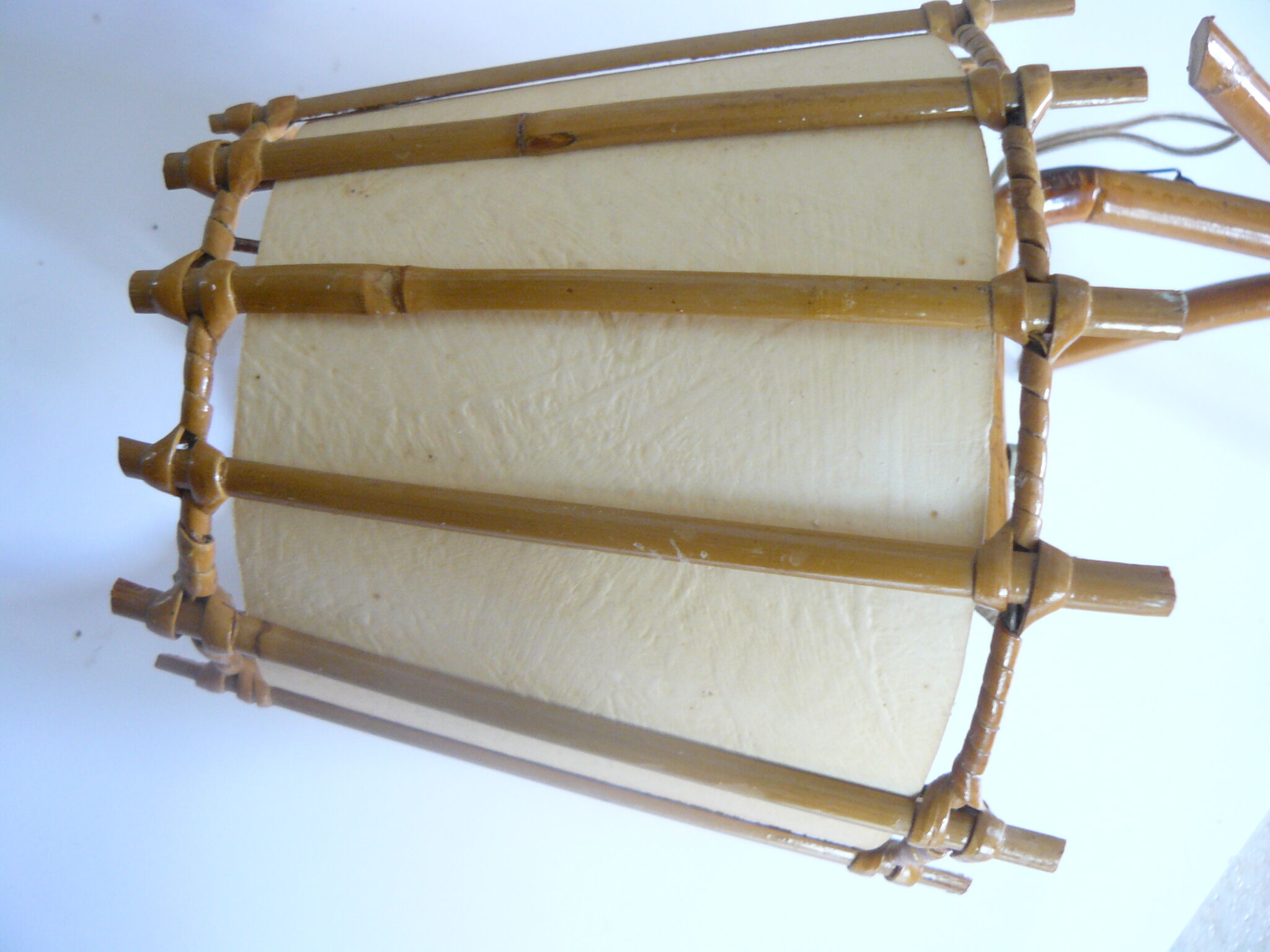 Pair of vintage rattan wall lamps with lampshade