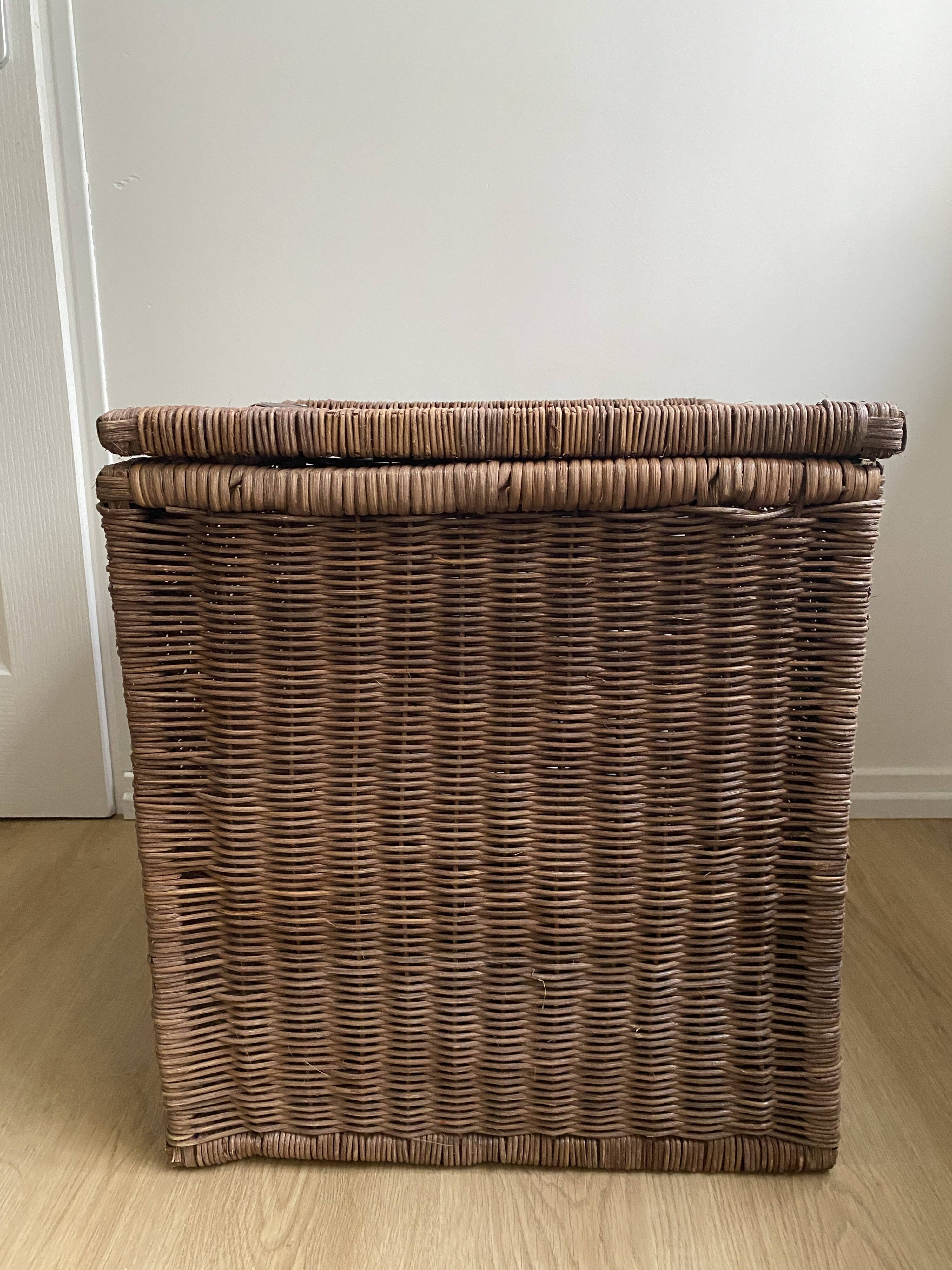 Set of two large trunks, vintage wicker storage chests