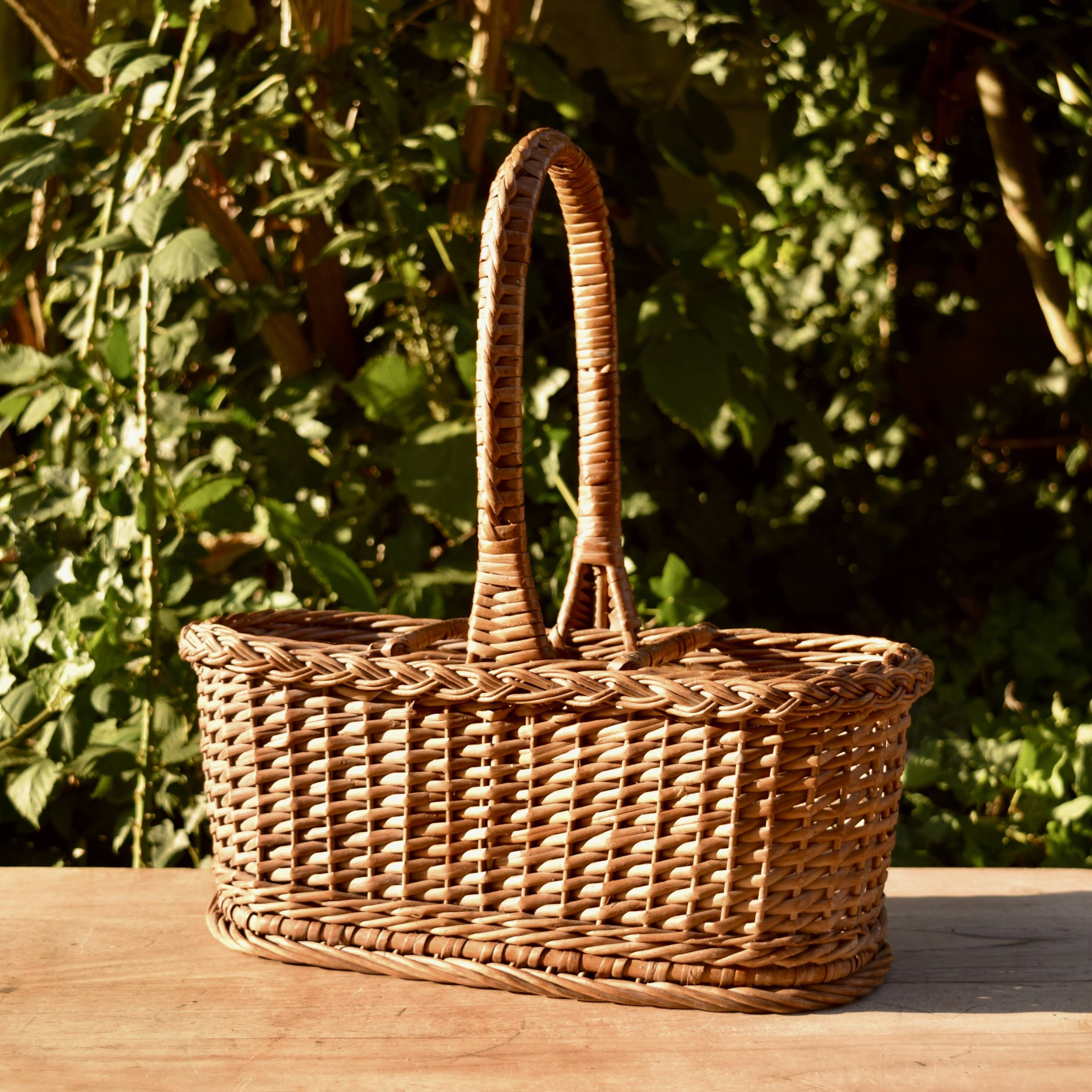 Vintage wicker bottle holder basket