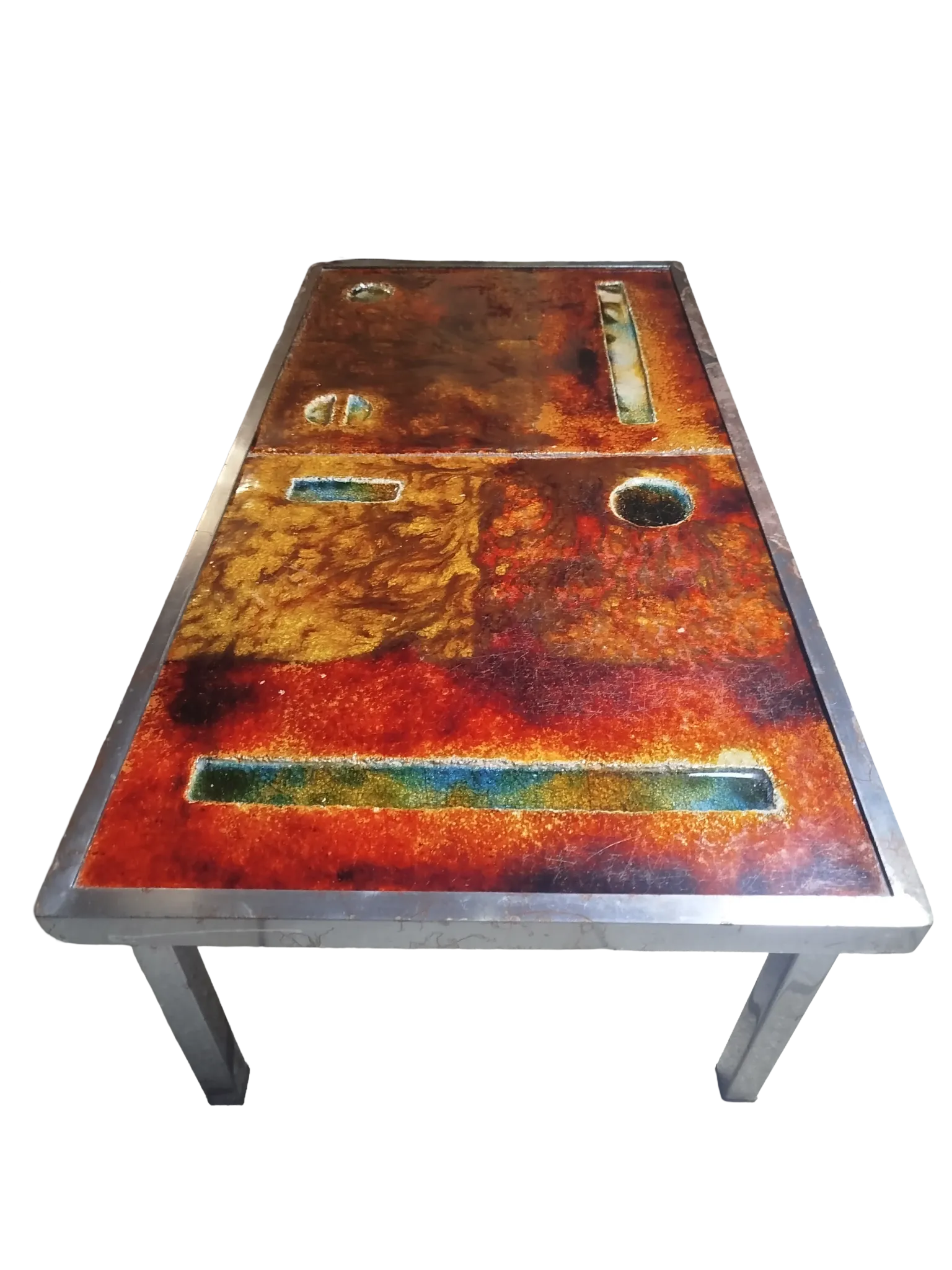 Coffee table in glazed lava stone by Robert & Jean Cloutier 1950