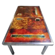 Coffee table in glazed lava stone by Robert & Jean Cloutier 1950