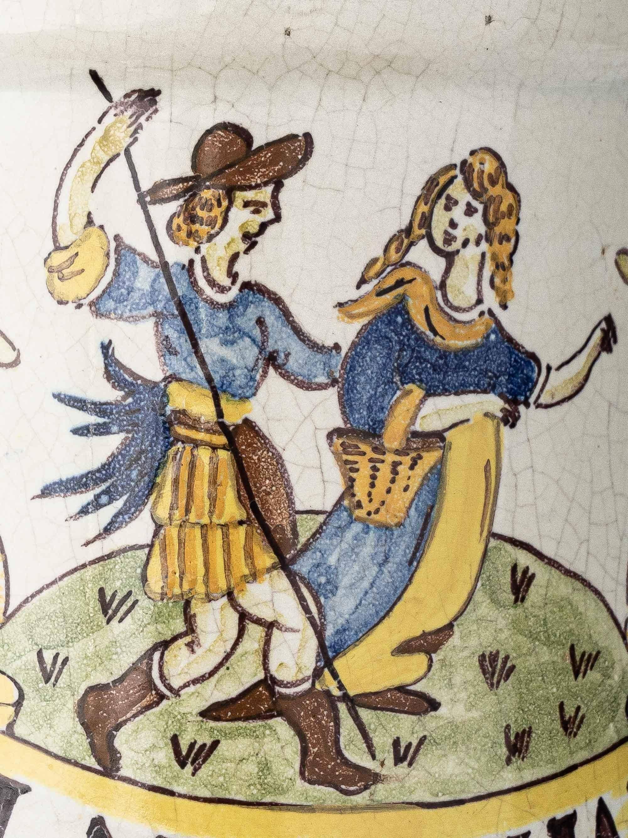 Italian apothecary potiche table lamp Albarello, 19th-century Renaissance.