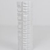 Large White Relief Op Art Porcelain Vase Rosenthal Germany, 1960s