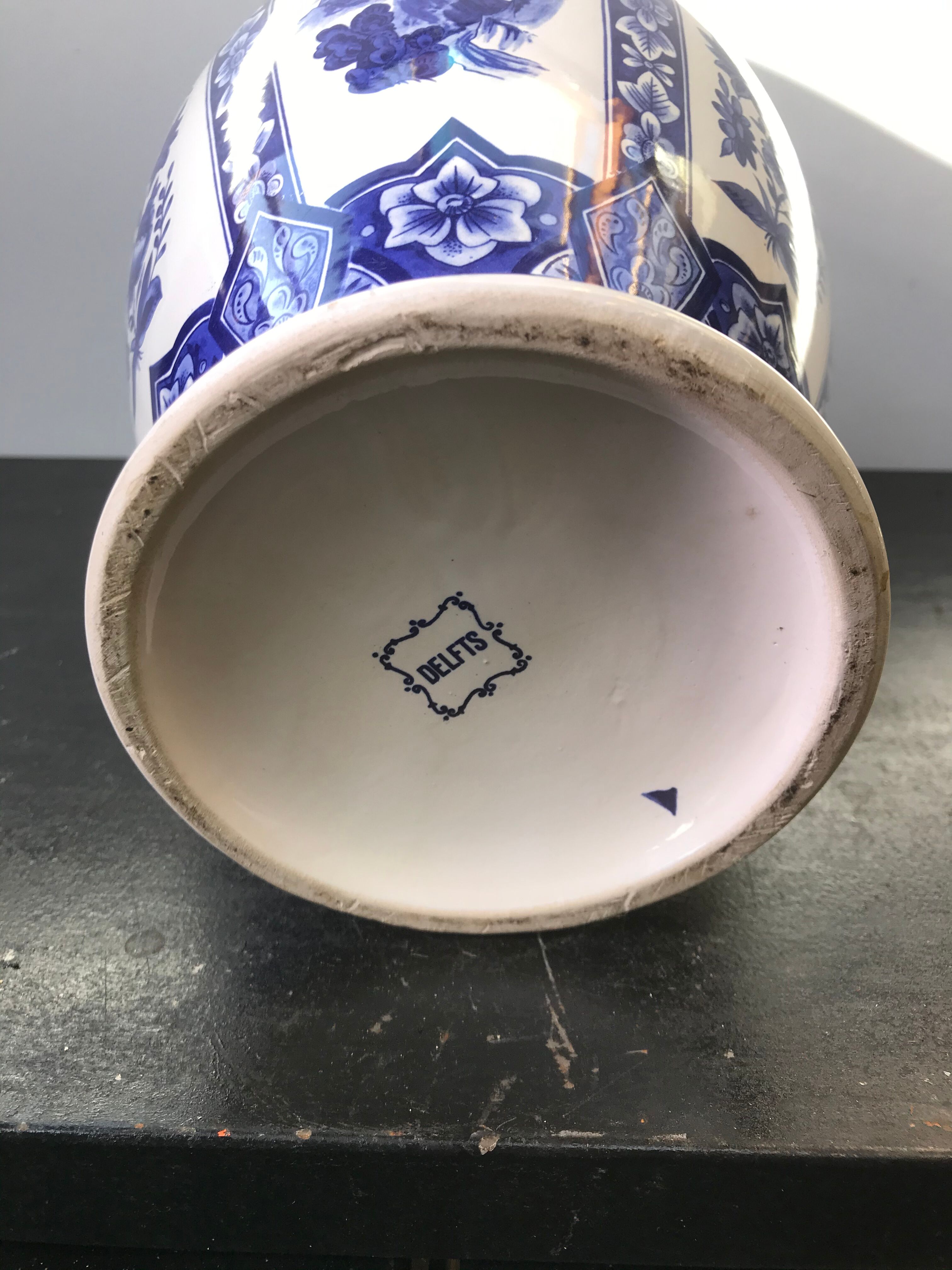 Former vase Delft ceramics white decor blue vintage mill