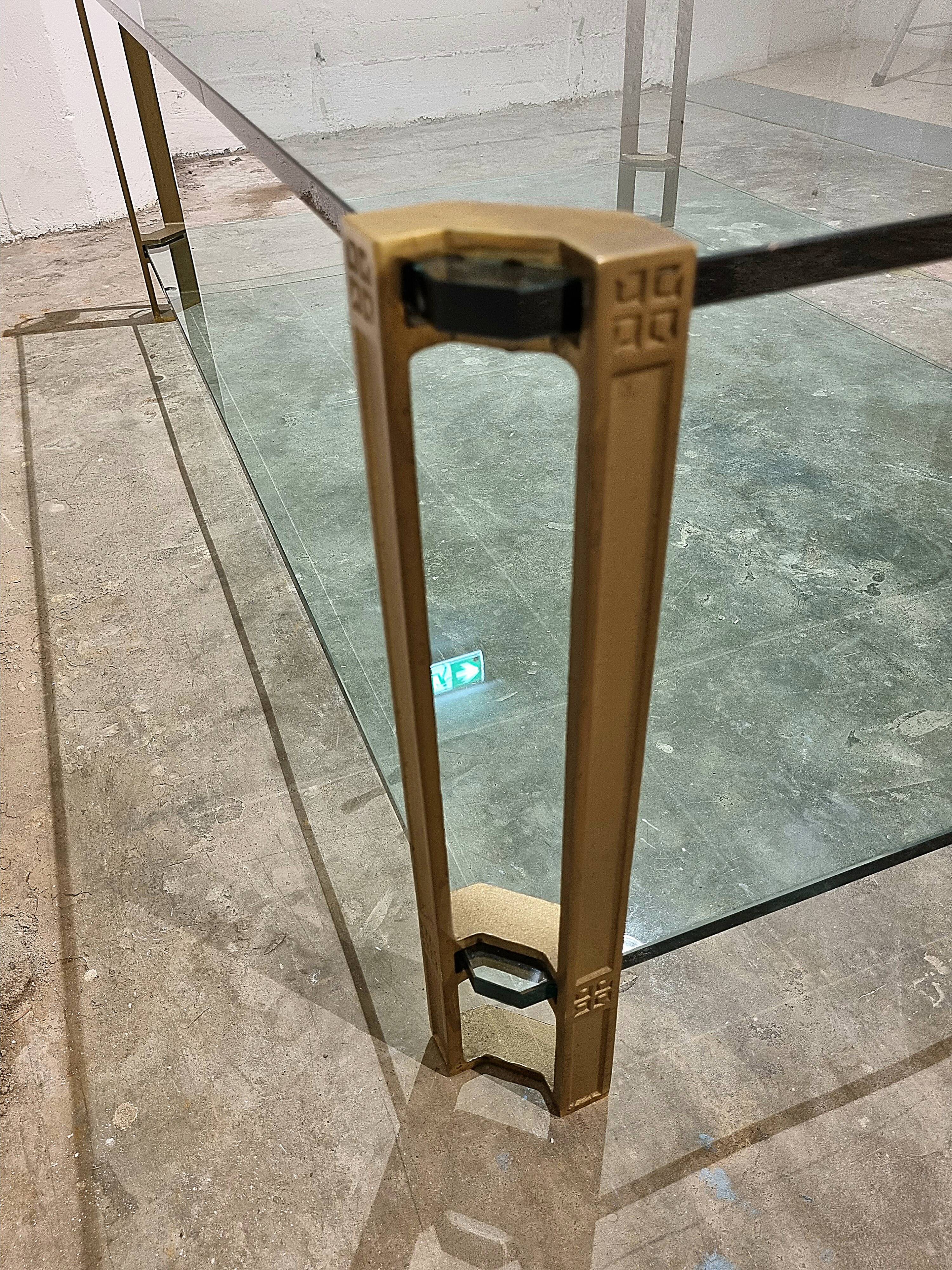 Vintage Brass and Glass Model T24 Coffee Table by Peter Ghyczy, 1970s