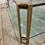 Vintage Brass and Glass Model T24 Coffee Table by Peter Ghyczy, 1970s