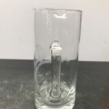 Pichet carafe verre soufflé transparent avec gravure aigle cuisine vintage