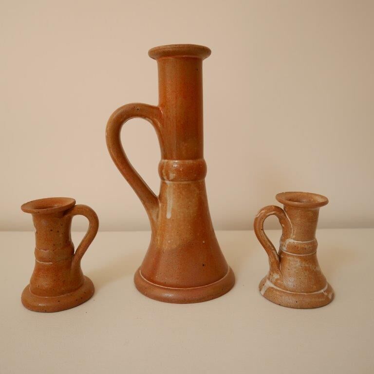 Set of 3 stoneware candle holders