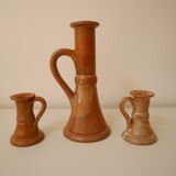 Set of 3 stoneware candle holders